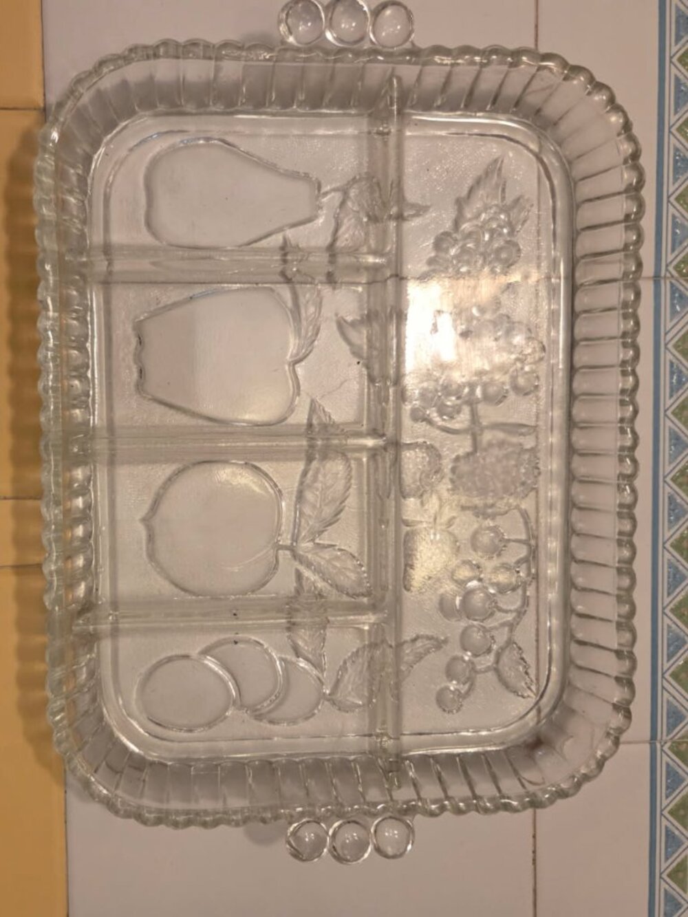 Amazing Vintage Indiana Glass Fruit Divided Tray